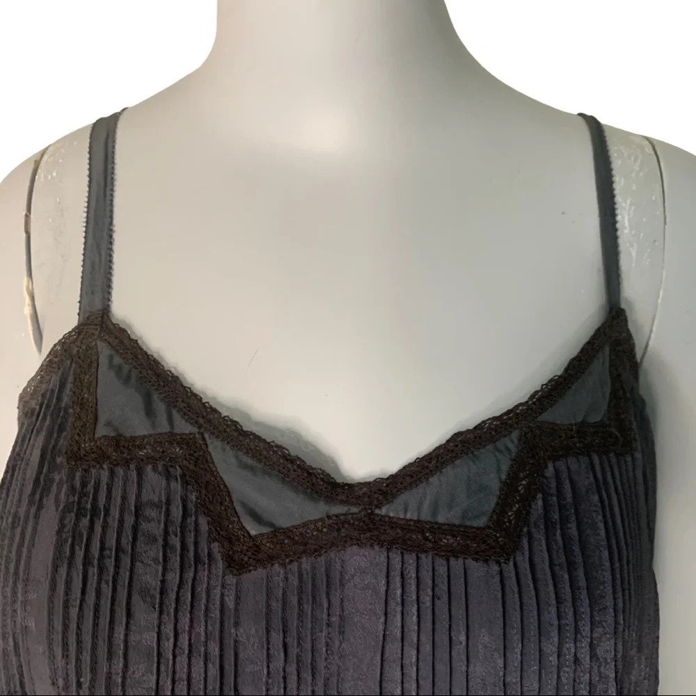 REBECCA TAYLOR 100% Silk Jacquard Blue Loose Fit Tank Size 8 - Picture 2 of 16